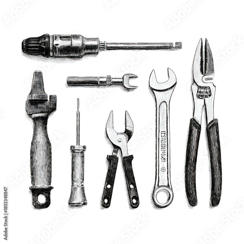 Vintage Tools Illustration
