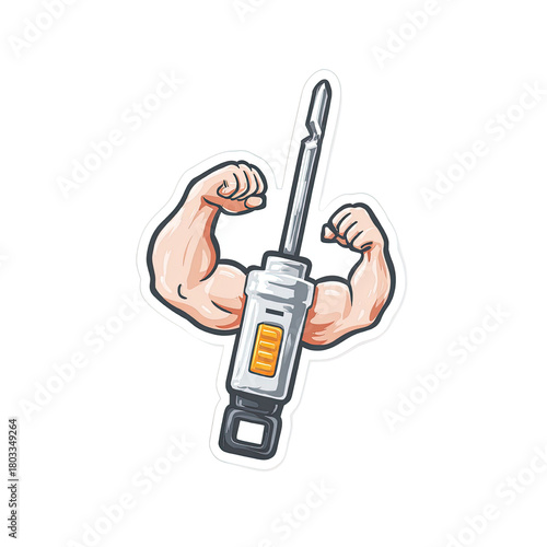 Strong Biceps Holding Syringe
