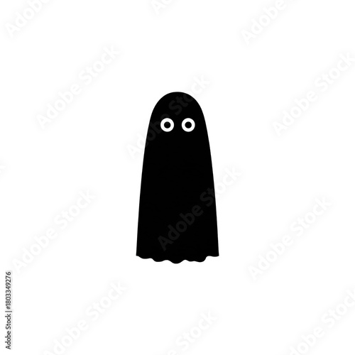 Simple Black Ghost with White Eyes
