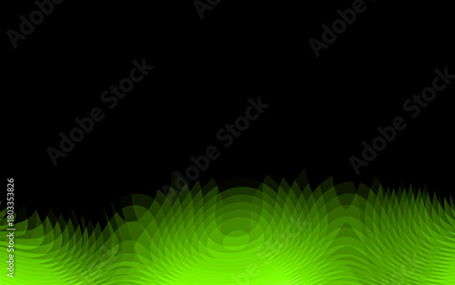 Abstract Green Wave Forms Against a Deep Black Background Modern Design
