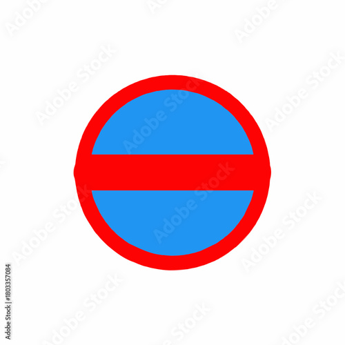 Free Download Illustration of a red circle with a horizontal red bar and blue fill on a white background art - GFXLoad