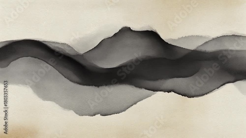 静寂に広がる墨の波が描く瞑想的な美