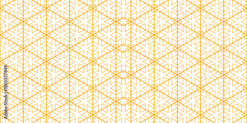 Geometric yellow hexagonal star pattern on white