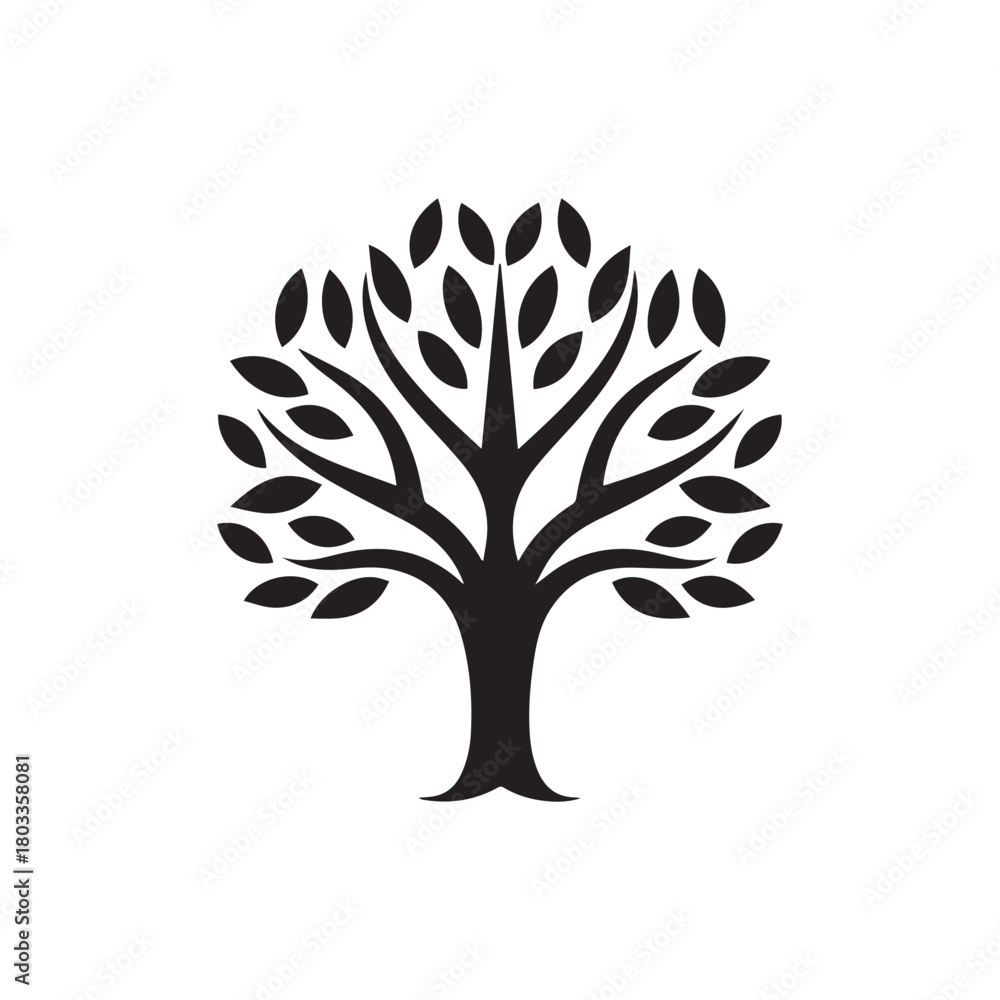 Naklejka premium Black Tree icon isolated on white background. Vector Illustration.