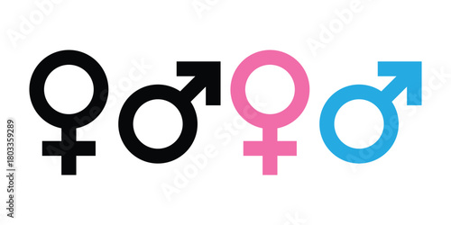 Gender Symbols Icon Set. Male and Female Signs Vector