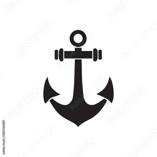 Anchor maritime sea  black icon symbol boat pirate helm Nautical vector illustration design.