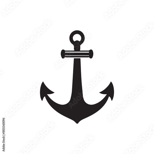 Anchor maritime sea  black icon symbol boat pirate helm Nautical vector illustration design.
