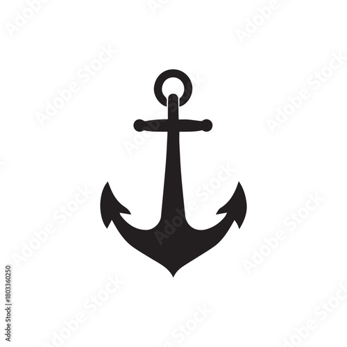 Anchor maritime sea  black icon symbol boat pirate helm Nautical vector illustration design.
