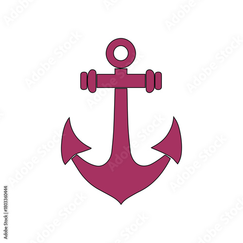 Anchor maritime sea  black icon symbol boat pirate helm Nautical vector illustration design.