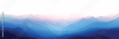 Sunrise in the mountains, ridges in the morning light, minimalistic landscape, vector illustration