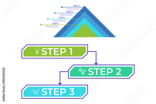 Infographic outlining clear, step-by-step process, featuring four distinct stages represented visually