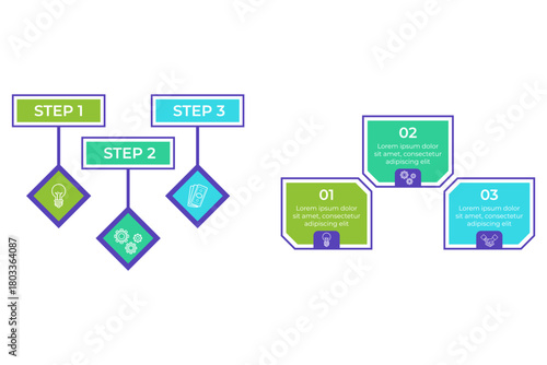 Infographic displaying clear step-by-step process. Design featuring colorful boxes and icons representing different activities and concepts. It visually engaging and informative
