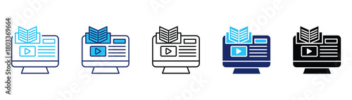 Digital learning icon pack in multiple styles
