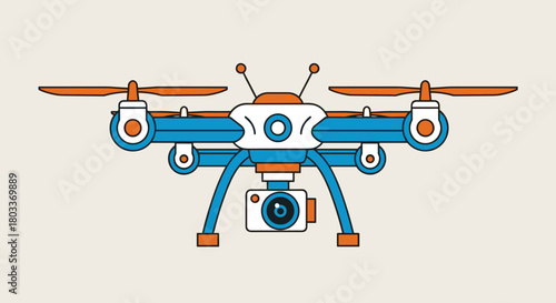 Modern drone with camera for aerial photography and videography showcasing innovative technology for commercial use, originally a scalable vector graphic