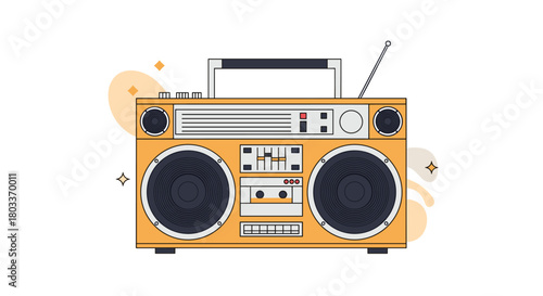 A retro boombox with a cassette player and radio in a vibrant yellow color.