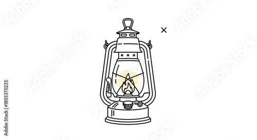 An old-fashioned lantern with a warm glow emanating from within its glass panes.