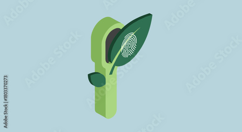 Securely authenticate with biometric plant ID for sustainability verification, a modern ecology concept promoting eco-friendly tech solutions