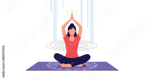 A person meditating on a yoga mat indoors.