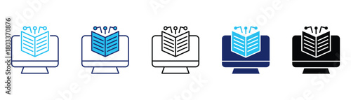 Digital literacy icon pack in multiple styles