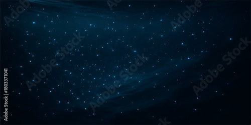 Blue starry space background with clouds