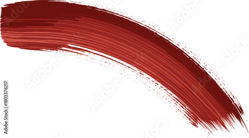 Curved Abstract Reddish-Brown Brush Stroke Vector Illustration, Featuring Dry Paint Texture and Artistic Smear Element for Background or Banner Design.