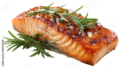 Wallpaper Mural Pan-seared salmon fillet with rosemary and sea salt garnish Torontodigital.ca