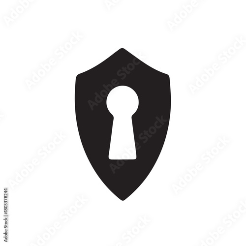 Clean black and white vector illustration of a vintage keyhole silhouette, designed with bold lines and a classic shape that conveys hidden stories, antique style, and refined graphic simplicity old.