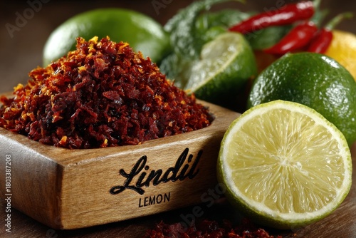 Spice and Citrus Harmony: A vibrant still life showcases the bold interplay of spicy chili flakes and fresh citrus fruits, creating a symphony of flavors and textures