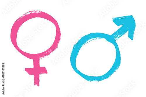 Hand drawn female and male gender identity sign Symbol used to represent sex and gender Single element for print, web, design, decor