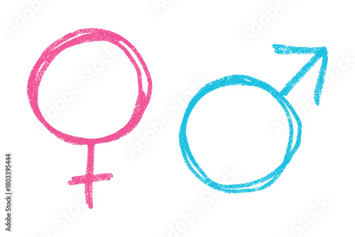 Hand drawn female and male gender identity sign Symbol used to represent sex and gender Single element for print, web, design, decor