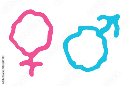 Hand drawn female and male gender identity sign Symbol used to represent sex and gender Single element for print, web, design, decor