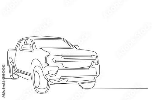 Old Pickup Truck in continuous one line drawing. Single line art illustration of Vintage Pick Up Truck. Editable vector.