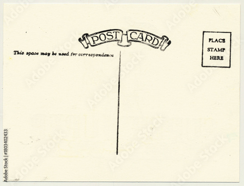 Blank Vintage letterpress Postcard Back
