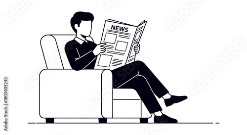 Stay informed businessman reading newspaper in comfortable armchair