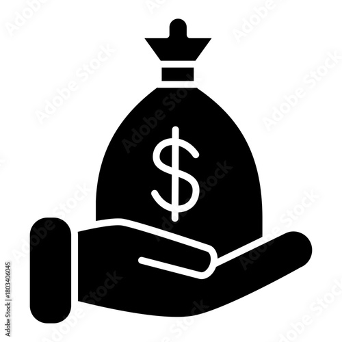 Money Bag Finance Hand Glyph
