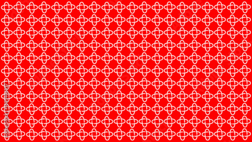 Wallpaper Mural Seamless Geometric Quatrefoil Outline Pattern, White on Vibrant Red Background Torontodigital.ca