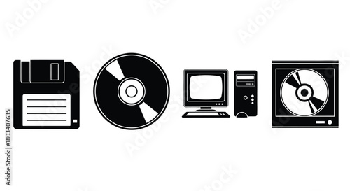 Retro computer tech vector design for classic technology concepts