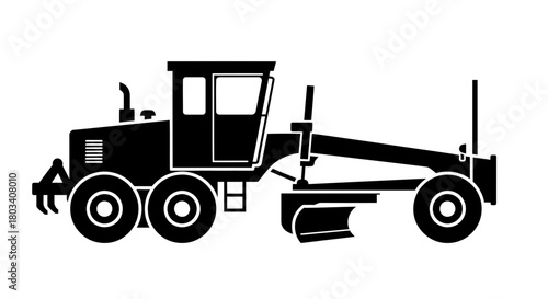 Modern black road grader icon ready for your construction project