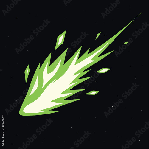 anime style fireball shooting illustration, flame shoot effect, Anime fire shoot effect vector, Meteor asteroid explosion illustration, Fiery comet with burning trail, Cartoon explosion meteor impact,