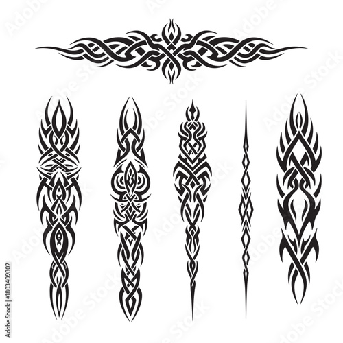 tribal tattoo vector, spike tribal border, tribal boundary line