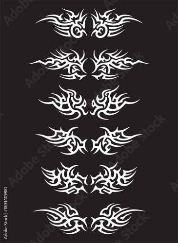tribal tattoo vector, spike tribal border, tribal boundary line
