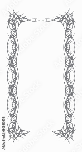 frame of  abstract line thorns , thorn branches background horror frame, tribal abstract frame ,Tribal Horror Branch Border