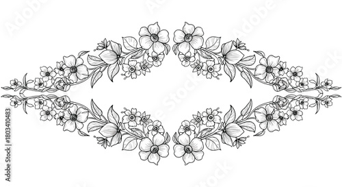 Elegant floral border design with decorative elements and ornamental flourishes.