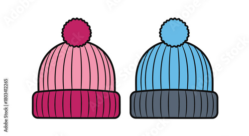 Adorable pink and blue winter hats for playful kids fashion designs