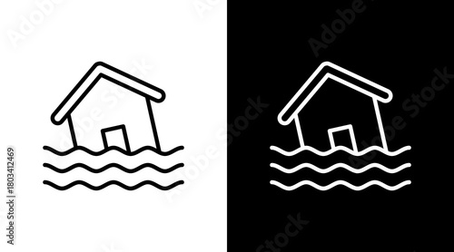 Flood Recovery  White Icon Set Design