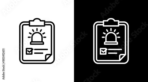 Emergency Plan  White Icon Set Design