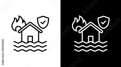 Disaster Insurance  White Icon Set Design