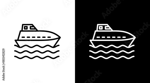 Emergency Boat  White Icon Set Design