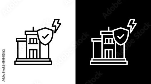 Storm Protection  White Icon Set Design