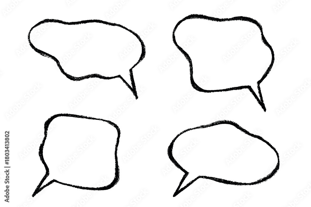 Fototapeta premium Set of hand drawn speech bubble Blank empty message box Textbox frame for banners, price tags, stickers, design